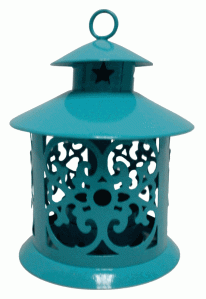 Decorative Glassless Blue Candle Lantern 5 Height
