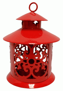 Decorative Glassless Red Candle Lantern 5 Height