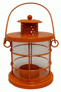 Decorative Round Orange Candle Lantern 5 Height