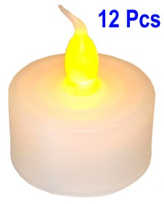Flameless LED Tea Light Candles Yellow Light - Set of 12