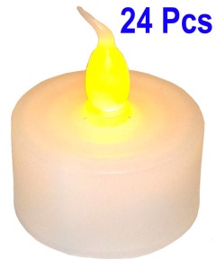 Flameless LED Tea Light Candles Yellow Light - Set of 24