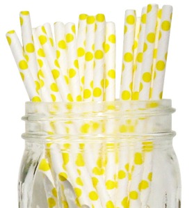 Polka Dot Paper Straw 25pcs Yellow